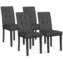 Idmarket - Lote de 4 sillas polga tapizadas en terciopelo gris con patas negras
