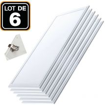 Lote de 6 paneles LED 40 W PMMA 120 x 30 Blanco frío 4000 K + 6 kits de clips de instalación