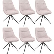 Lote de 6 silla de comedor HHG 066, silla de cocina sillón silla, giratoria autoposicionable metal tela/textil, crema-beige