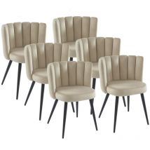 Pascal Morabito - Lote de 6 sillas de terciopelo y metal negro - Beige - pranila de