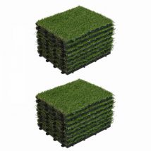 Oviala - Lote de 16 losetas de césped artificial verde con sistema de clips