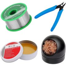 Lötflussmittelpaste, Bleifreier Lötdraht, Lötkolbenspitzenreiniger, Micro-Shear-Drahtschneiderzange, 4 Stk Lötwerkzeug Set, Lötkolben Hilfszubehör