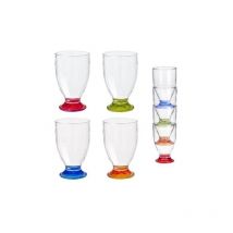Lots de 4 verres acrylique 17cl avec pied couleur