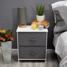 Fwstyle - Lotte Modern 2 Tier Cube Fabric Basket Storage Unit Grey & White