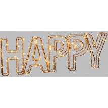 Ecriture 3D lumineuse en métal - 46 x 15 cm - Happy