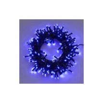 Chaine chaine 12,8 mt se'rie 320 lumie'res de Noel led 5 mm bleu reflex avec 8 jeux lumineux et cable me'moire vert pour exte'rieur et inte'rieur Blu