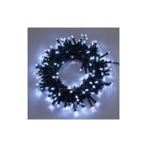 Chaine chaine 28 mt se'rie 700 led lumie'res de Noel 5 mm reflex blanc froid avec 8 jeux lumineux et cable vert me'moire pour exte'rieur et