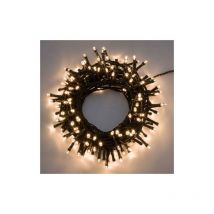 Chaine chaine 12,8 mt se'rie 320 lumie'res de Noel led 5 mm reflex blanc chaud avec 8 jeux lumineux et cable vert me'moire pour exte'rieur et