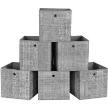 Lotto 6 cubi pieghevoli grigio in tessuto non tessuto - 30x30x30 cm