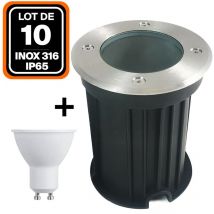 Lotto di 10. Apparecchio da incasso per esterni 7W 2700K Luce calda. GU10 led Faretto da incasso a pavimento + lampadina led. Resistente alla
