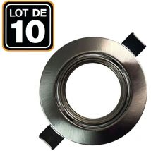 Confezione da 10 staffe di montaggio per led rotonde in alluminio spazzolato - Diametro 90 mm - Foro 65 mm