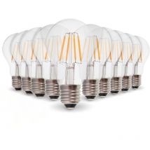 Lotto di 10 lampadine a led E27 6W Filamento eq. 54W bianco caldo 2700K