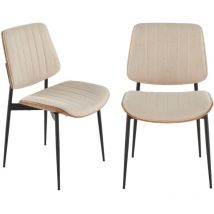 Lotto di 2 sedie in tessuto trapuntato beige H82,5 cm - giselle