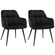 Pascal Morabito - Lotto di 2 sedie pega con braccioli Velluto e metallo - Nero di