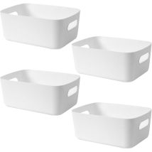 Rnemitery - 4 Cestini Di Stoccaggio In Plastica Bianca, Che Possono Essere Utilizzati Per La Conservazione Dei Cosmetici, L'Organizzazione Di Vari 