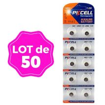 Lotto di 50. Batterie AG1Cella a bottone. Super alcalino. Consegnato in blister × 10 unità indipendenti