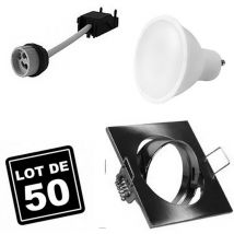 Europalamp - Lotto di 50. Illuminazione da incasso per interni 7W 4500K Luce neutra. GU10 led Anello da incasso regolabile e inclinabile + lampadina