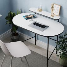 Loub Modern Desk White With Monitor Stand Width 100cm - White - Decortie