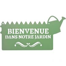 Louis Moulin - Pancarte décorative en métal 'Bienvenue' - 31x16,5cm - vert pâle