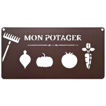 Louis Moulin - Pancarte décorative en métal 'Mon potager - 25x12,5cm - fer vieilli