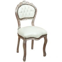 Louis xvi wooden chairs 90x45x42 cm Antique silver chair Upholstered chair French style Armchair bedroom Upholstered armchair - white and antique