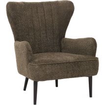 Lounge-Sessel HHG-060, Cocktail-/Ohrensessel Polsterstuhl Retro Vintage Stoff Chenille (500g/m²) Öko-Tex, vert-brun