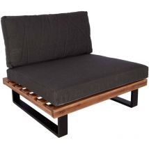 Lounge-Sessel HHG-469, Garten-Sessel, Spun Poly Akazie Holz MVG-zertifiziert Aluminium braun, Polster dunkelgrau