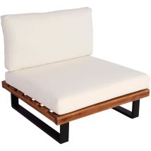 Lounge-Sessel HHG-469, Garten-Sessel, Spun Poly Akazie Holz MVG-zertifiziert Aluminium braun, Polster cremeweiß