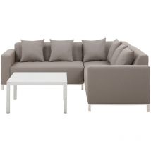 Lounge Set Beige Polyester Quick Dry-Schaum 5-Sitzer Linksseitig Modern Minimalistisch Terrasse Outdoor