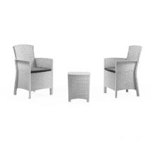 Lounge-Set für den Außenbereich Jupiter, Gartenset mit Kissen, Lounge-Set für den Innenbereich in Rattan-Optik, 100 % Made in Italy, Weiß