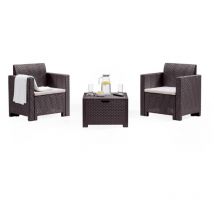 Lounge-Set für den Außenbereich Neptune, Gartenset mit Kissen, Lounge-Set für den Innenbereich in Rattan-Optik, 100 % Made in Italy, Braun