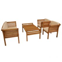 Loungeset malaga 4-teilig, Eukalyptus geölt, mit Polstern,