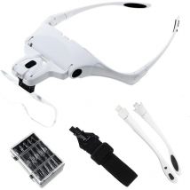 Loupe avec 2 loupes frontales éclairées par led - 5 lentilles amovibles