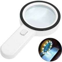 Memkey - Loupe de Lecture éclairée, Loupe 30X avec 12 led Lumière, Loupe Grossissante à Main, Loupe Eclairante pour Lecture, Bijoux, Seniors,