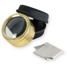 Loupe de Lecture à Poser - Lumière 5 LEDs - Grossissement Zoom x 5 - Verre Optique - Housse inclus - Doré