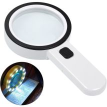 Cyslmuk - Loupe éclairée haute puissance, loupe sans distorsion avec lumière led et lentille en verre