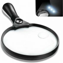 Loupe lumineuse, grande loupe de 5,5 pouces 2x 4x 25x loupe zoom avec 3 loupes lumineuses à led pour personnes âgées lecture, timbres, cartes