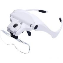 Alovez - Loupe pour tête, éclairée loupe serre-tête en verre loupe avec 2 led pour travail de proximité, travail de bijoux