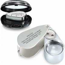 Loupe 40X Loupe de Bijoutier Illuminée en Métal Loupe de Bijoux Loupe de Bijoux de Poche Pliable avec LED et Lumière UV pour Inspection de Bijoux et