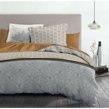 Parure de couette 2 pieces coton 57 fils jaune 140x200 cm - louxor