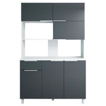 Les Tendances - lova Buffet de cuisine contemporain gris brillant - l 120 cm