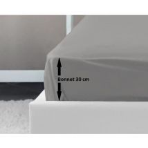 Lovely home Drap Housse 100% coton 140x190x30 cm gris clair