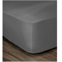LOVELY HOME Drap Housse 100% coton 140x190x30 cm gris foncé