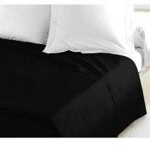Drap Plat 100% coton 180x290 cm noir - Lovely Home