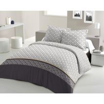 Parure de couette 3 pieces coton 57 fils gris 220x240 cm - rainbow