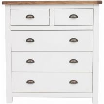 Lovere off-white 2+3 drawer chest antique brass cup handle - Off-White