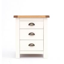 Cabinet Bits - Lovere off-white 3 Drawer Bedside Cabinet antique brass cup handle - Off-White
