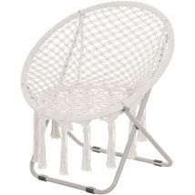 Outsunny - Loveuse fauteuil rond de jardin fauteuil lune papasan pliable grand confort macramé coton polyester beige
