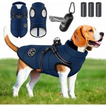 Lovpet - Hundejacke Hundemantel mit Geschirr inkl. 45 Stück Kotbeutel + Spender Hunde Winterweste gefüttert wasserdicht Gepolsterte Weste Mit