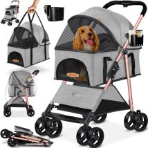 Lovpet - Hundewagen 2in1 Hundebuggy Hundebox Transporttasche Faltbar klappbar bis 20 kg Haustiere Buggy mit Netzfenstern & Regenschutzabdeckung
